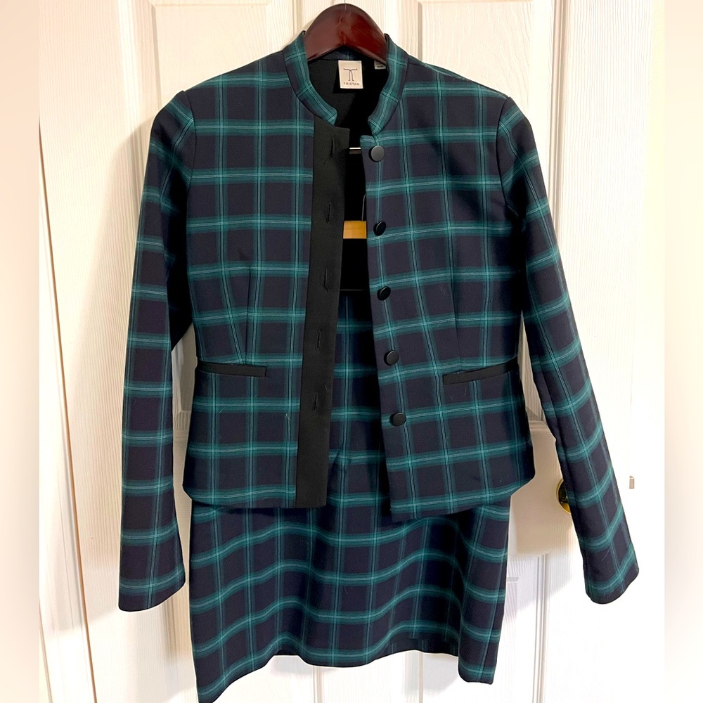 Tristian skirt suit blue plaid
